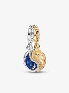 Pandora Two-tone Splittable Sun & Moon Dangle Charm
